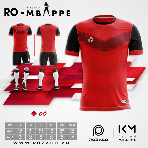 Hình ảnh Áo bóng đá thiết kế màu đỏ đẹp giá rẻ Xưởng may Rozaco