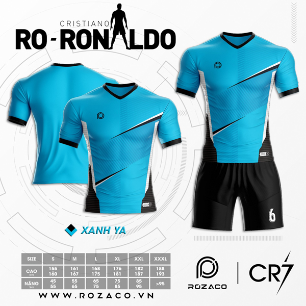 Áo Đấu Không Logo Ro - Ronaldo 02 Mẫu Màu Đen
