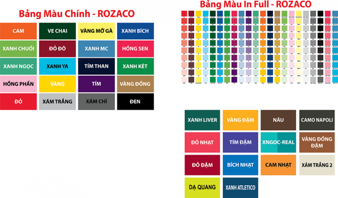 Hình ảnh Bảng màu mới nhất của Xưởng may Rozaco