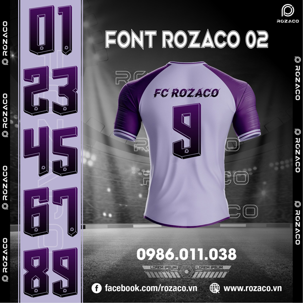 Font số in áo bóng đá đẹp Rozaco 02