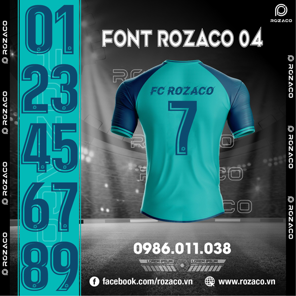 Font số in áo bóng đá đẹp Rozaco 04