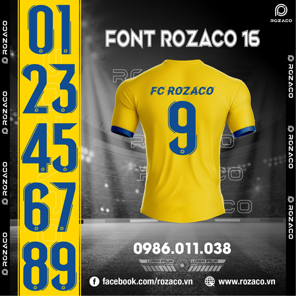 Font số in áo bóng đá mới nhất 2023 tại Rozaco
