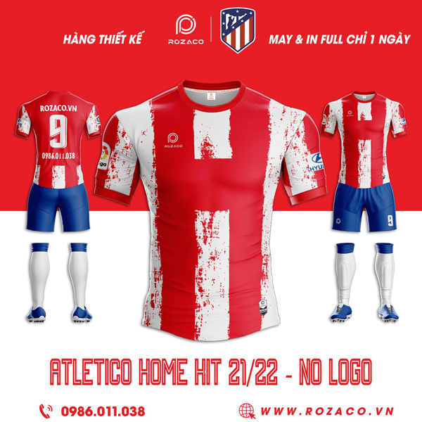 Áo CLB Atletico không logo màu đỏ đẹp