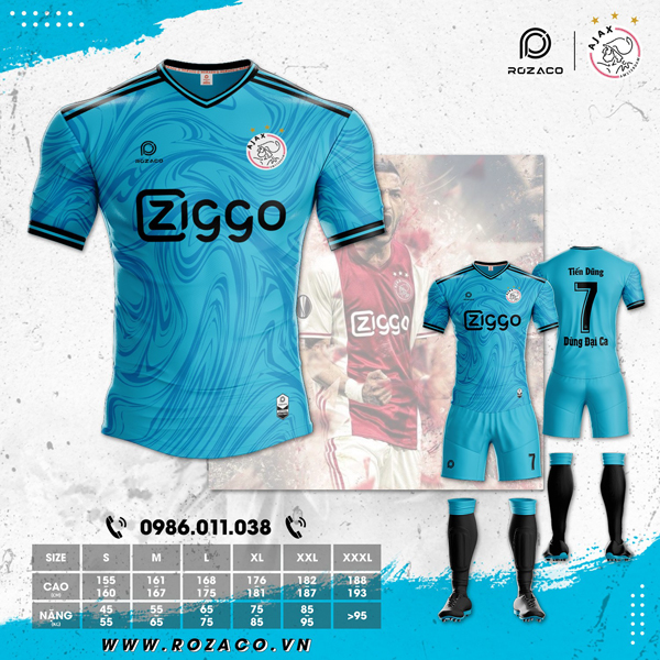 Thiết kế mới áo CLB Ajax màu xanh