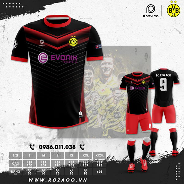Mẫu áo tự thiết kế clb Dortmund màu đen siêu hot