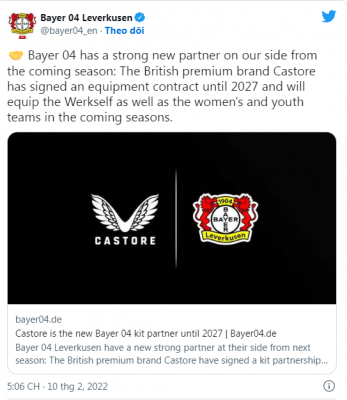 Leverkusen và Castore kí kết hợp tác