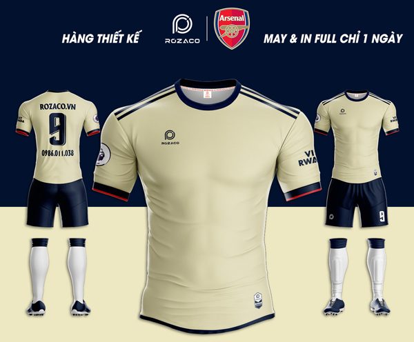 Mẫu áo Arsenal không logo 2023 siêu hot tại Rozaco