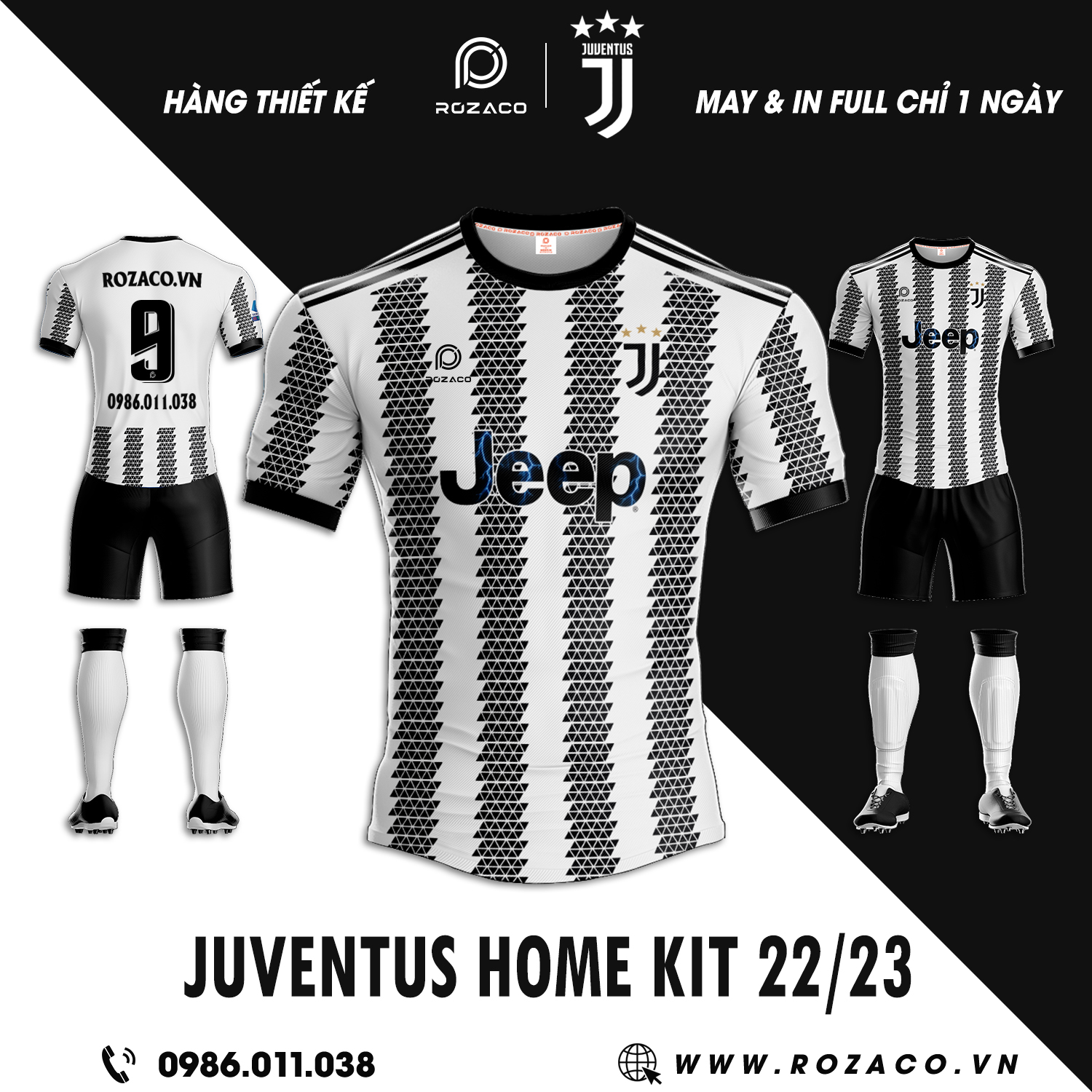 Đây chính là hình ảnh mới nhất về áo câu lạc bộ Juventus sân nhà 2023 với phiên bản sở hữu màu sắc truyền thống của đội tuyển. Đó chính là sự xuất hiện của hai màu đen - trắng với hình thù họa tiết vô cùng độc đáo. 