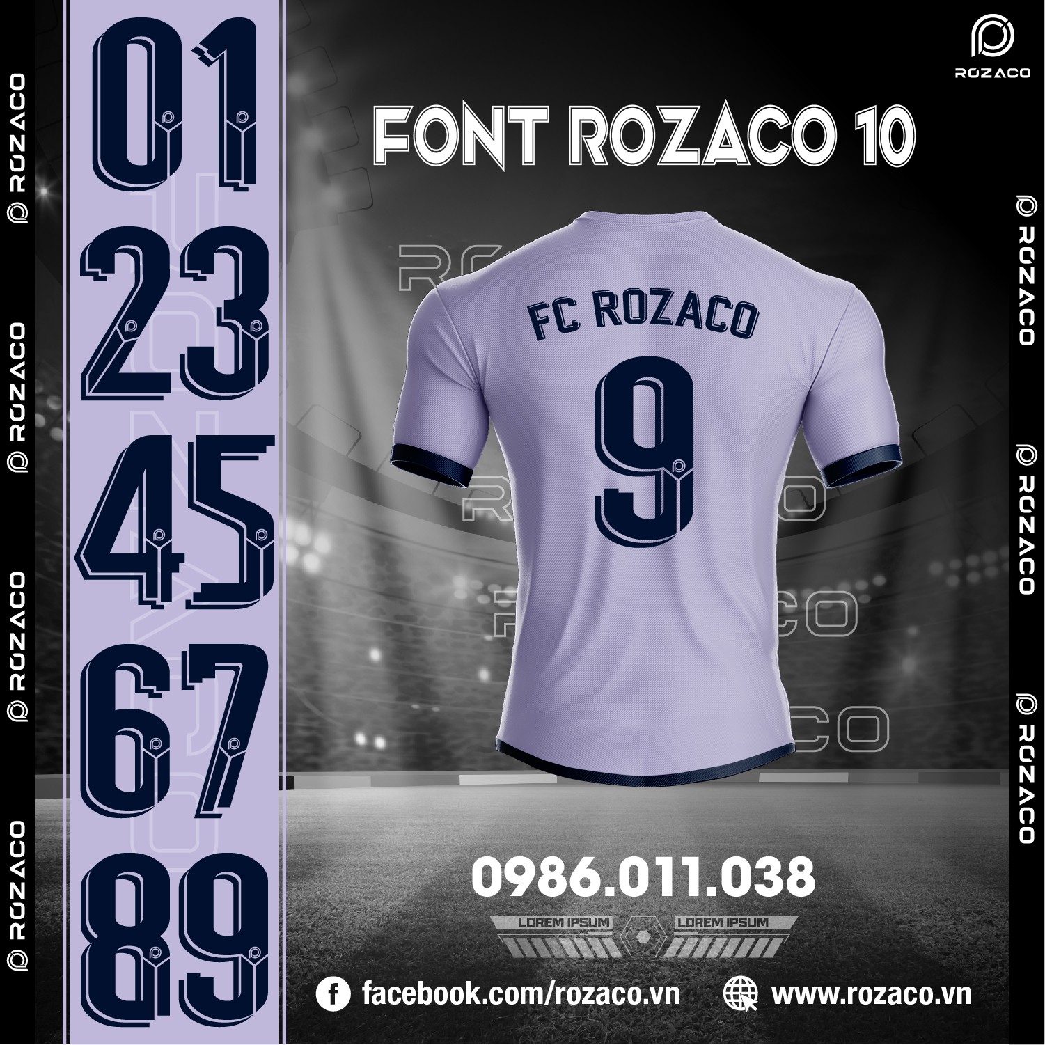 Font số áo bóng đá đẹp tại Rozaco