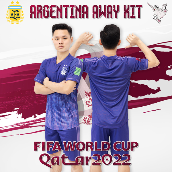 Bạn hãy cháy cùng World Cup 2022 với áo đội tuyển Argentina sân khách vô cùng đẳng cấp nhé. Bộ trang phục này đang được chào bán tại xưởng may Rozaco.