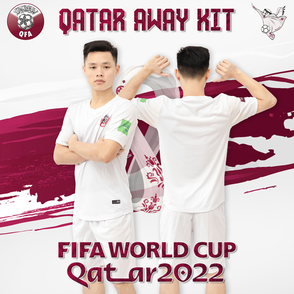 Áo đội tuyển Qatar sân khách phong độ tuyệt đỉnh tại World Cup 2022. Sản phẩm được phân phối độc quyền tại xưởng Rozaco.