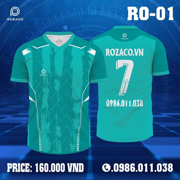 Sự đơn giản cũng như độc - lạ trong màu sắc khiến mẫu áo bóng đá không logo RO-01 màu xanh ngọc mới trở thành mẫu áo được yêu thích và tìm mua nhiều nhất tại xưởng may Rozaco.
